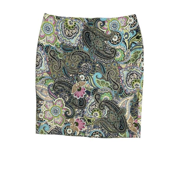 Talbots Petites Paisley Multicolor Straight Pencil Mini Skirt Size 10P Colorful - Picture 1 of 10